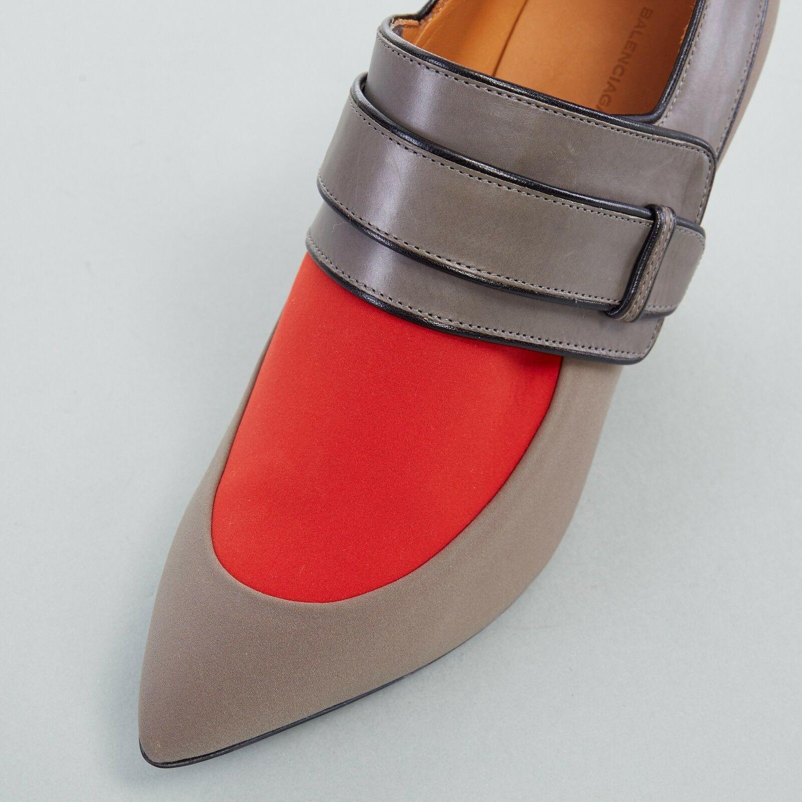 new BALENCIAGA GHESQUIERE AW12 grey orange pointy wedge heel shoes EU38 US8 UK5 2