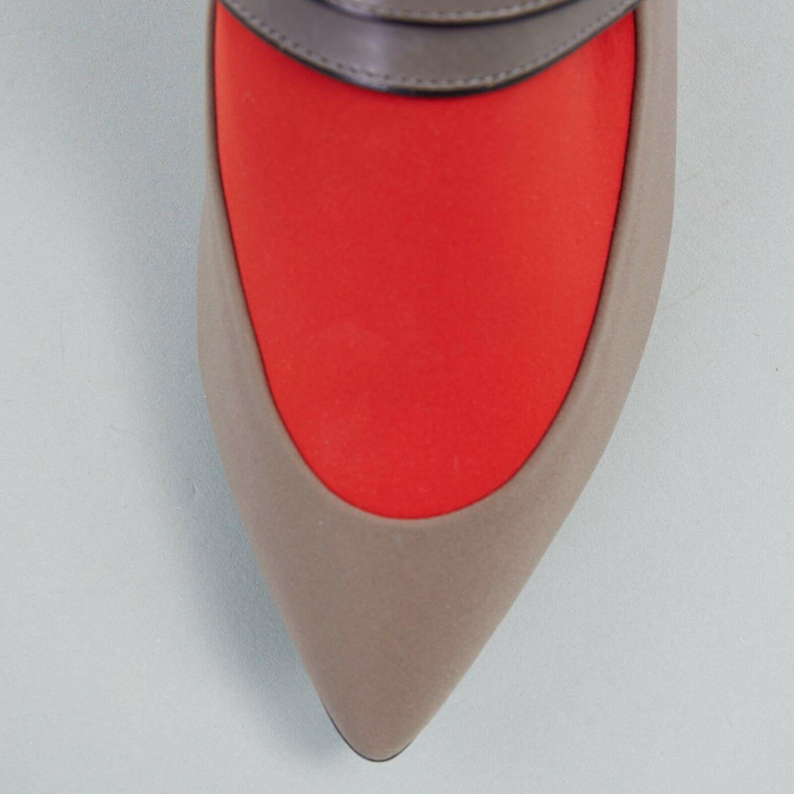 new BALENCIAGA GHESQUIERE AW12 grey orange pointy wedge heel shoes EU38 US8 UK5 4