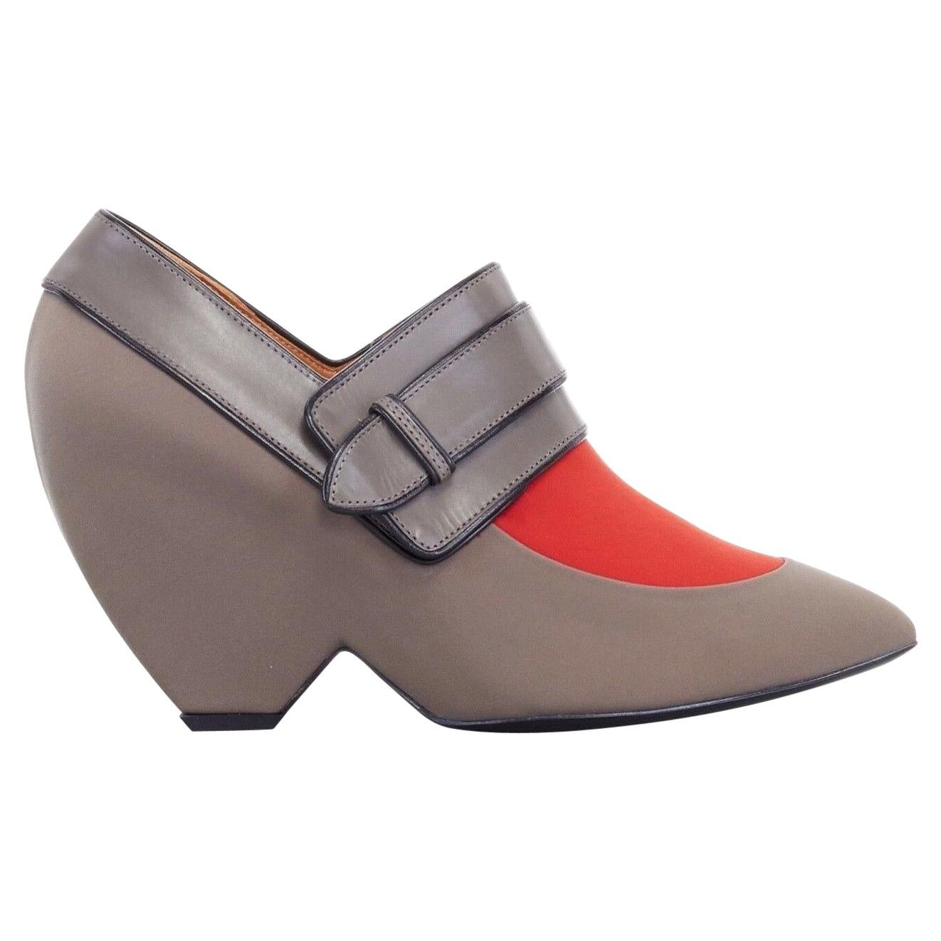 new BALENCIAGA GHESQUIERE AW12 grey orange pointy wedge heel shoes EU38 US8 UK5