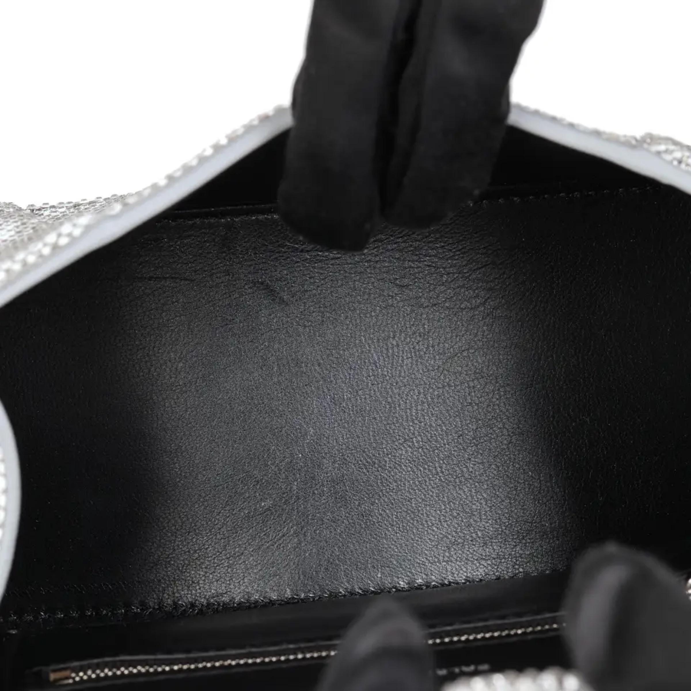 NEW Balenciaga Gray Hourglass XS Suede Calfskin Rhinestones Crossbody Bag For Sale 11
