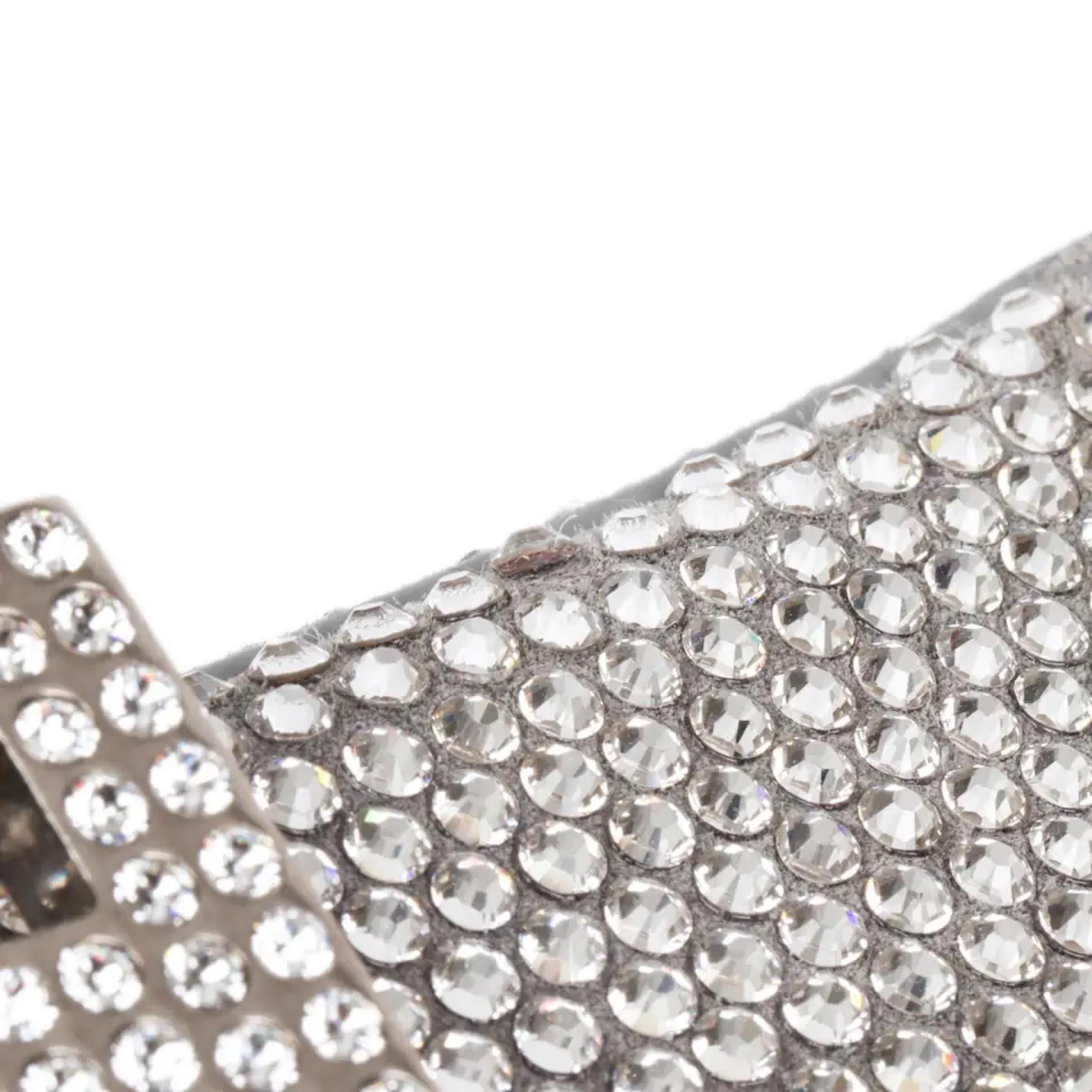 NEW Balenciaga Gray Hourglass XS Suede Calfskin Rhinestones Crossbody Bag For Sale 13