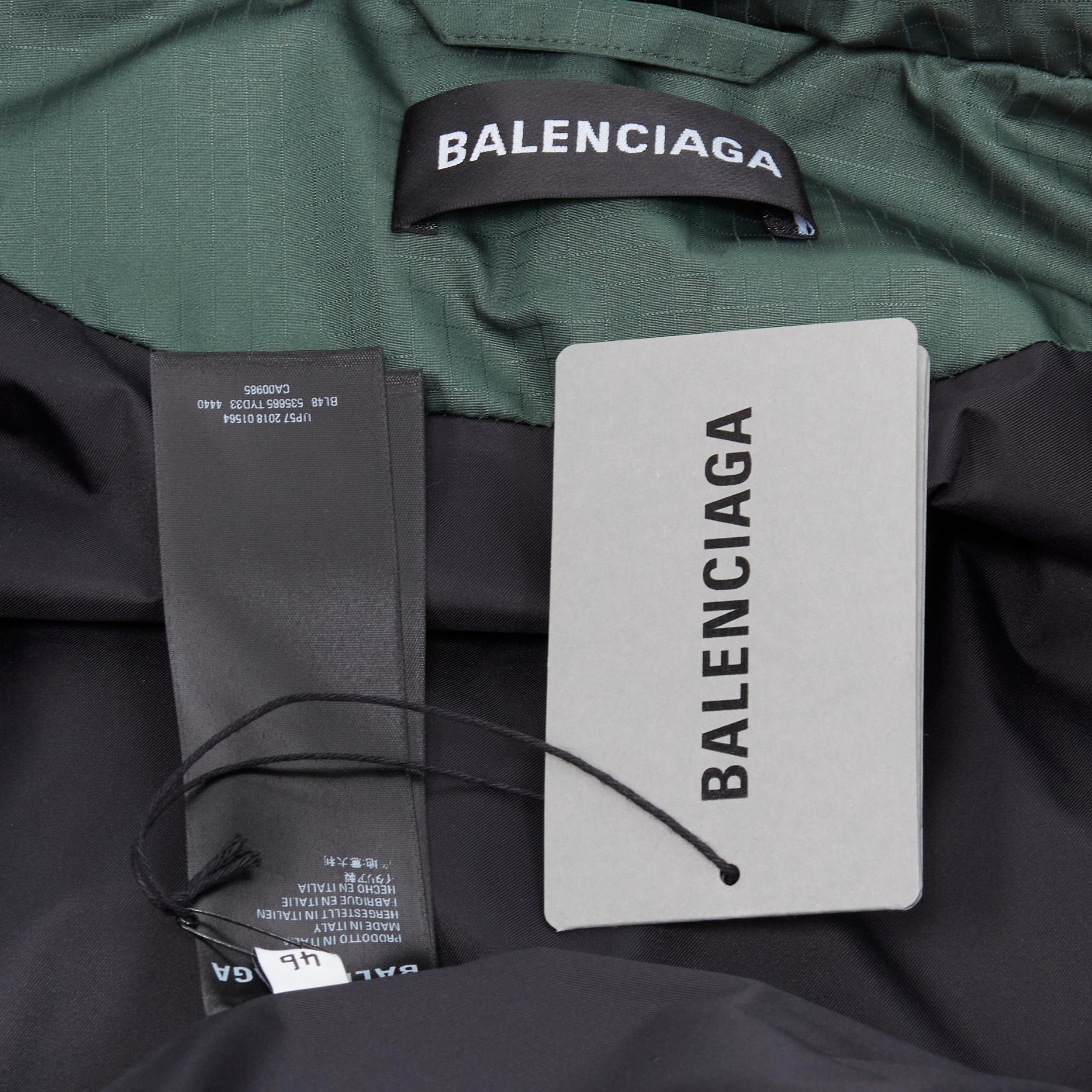 new BALENCIAGA green grid nylon logo embroidered oversized padded puffer EU46 S 3
