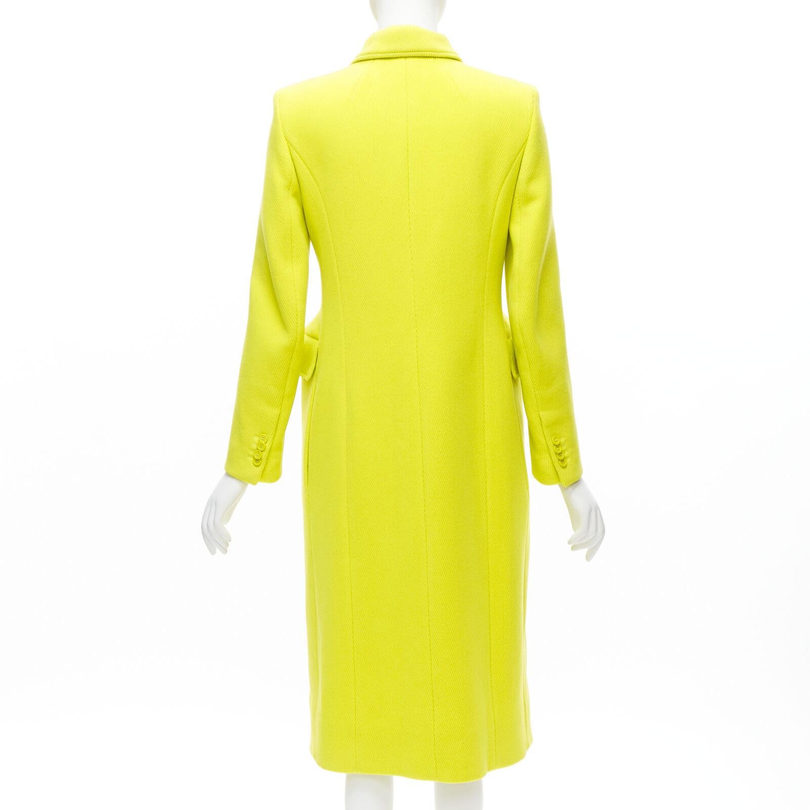 Women's new BALENCIAGA Hourglass bright yellow wool double breasted peplum coat FR34 XS