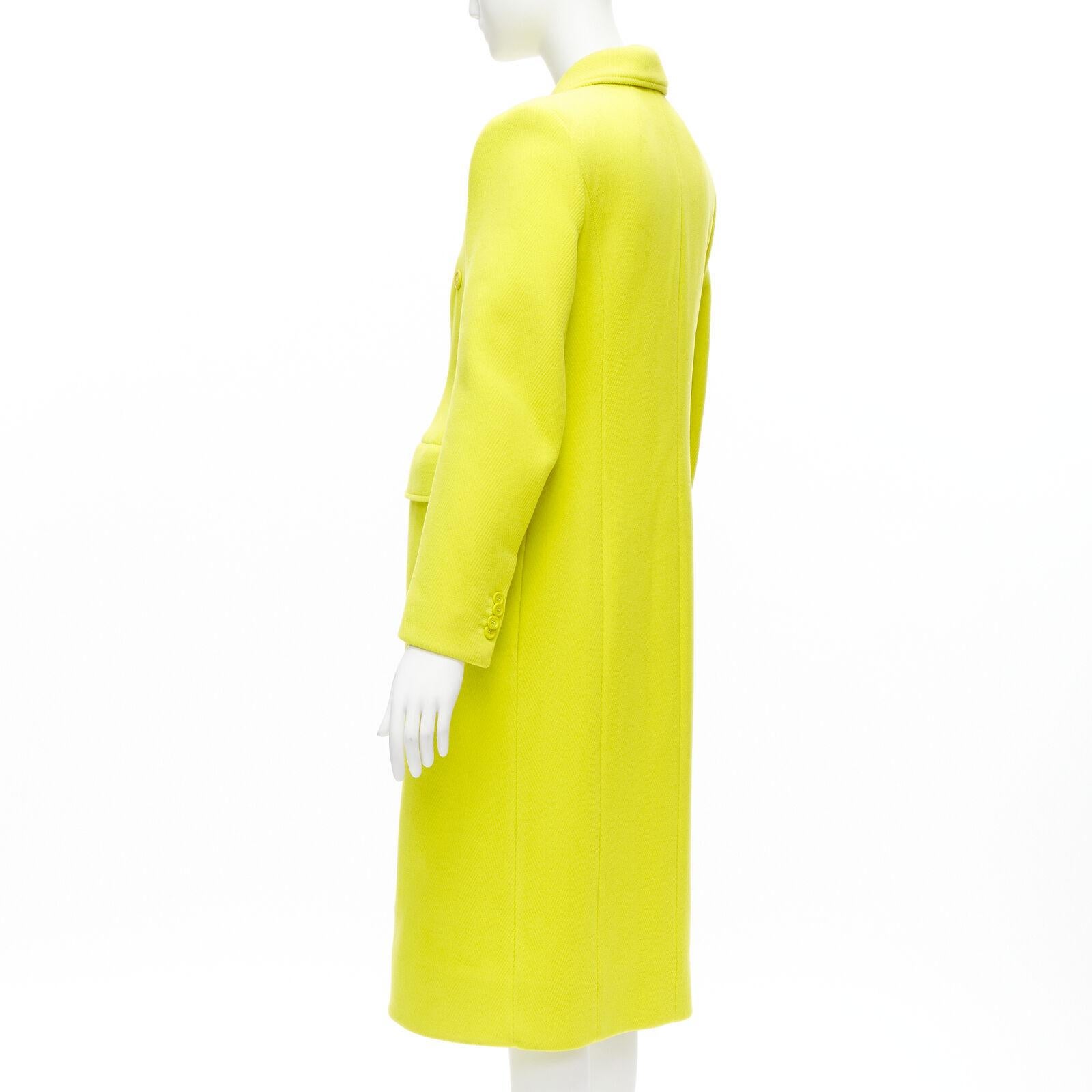 new BALENCIAGA Hourglass bright yellow wool double breasted peplum coat FR34 XS For Sale 1
