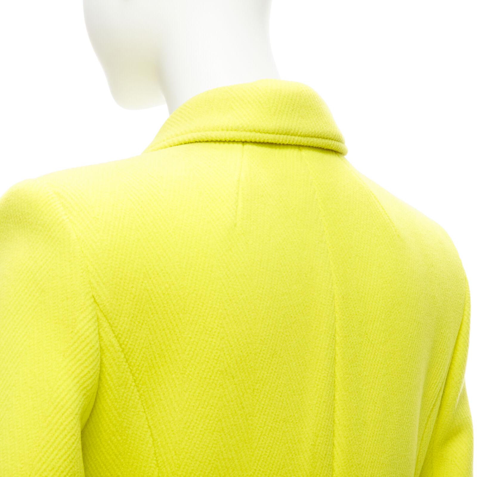 new BALENCIAGA Hourglass bright yellow wool double breasted peplum coat FR34 XS For Sale 3