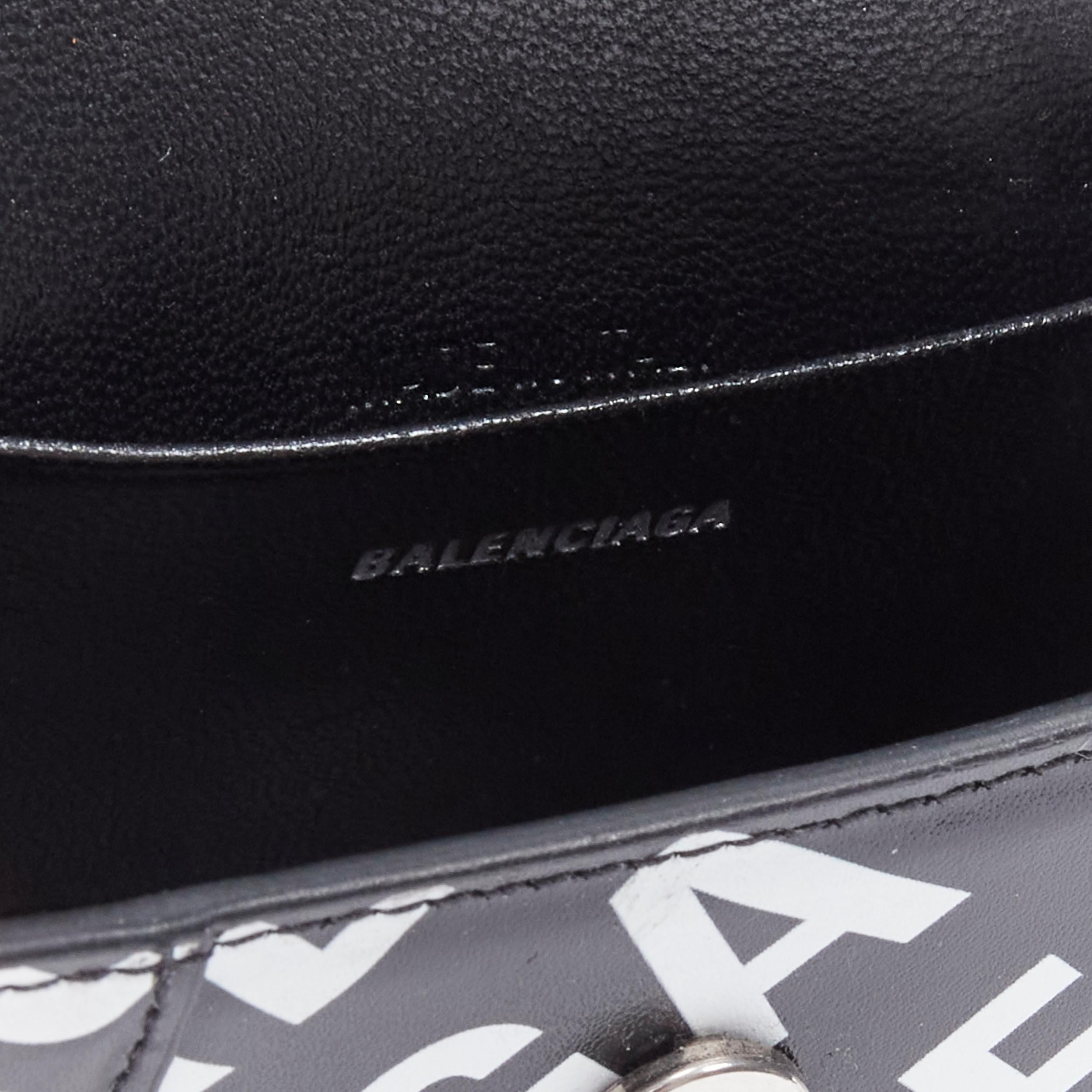 new BALENCIAGA Hourglass Nano black white logo leather crossbody bag Limited 3