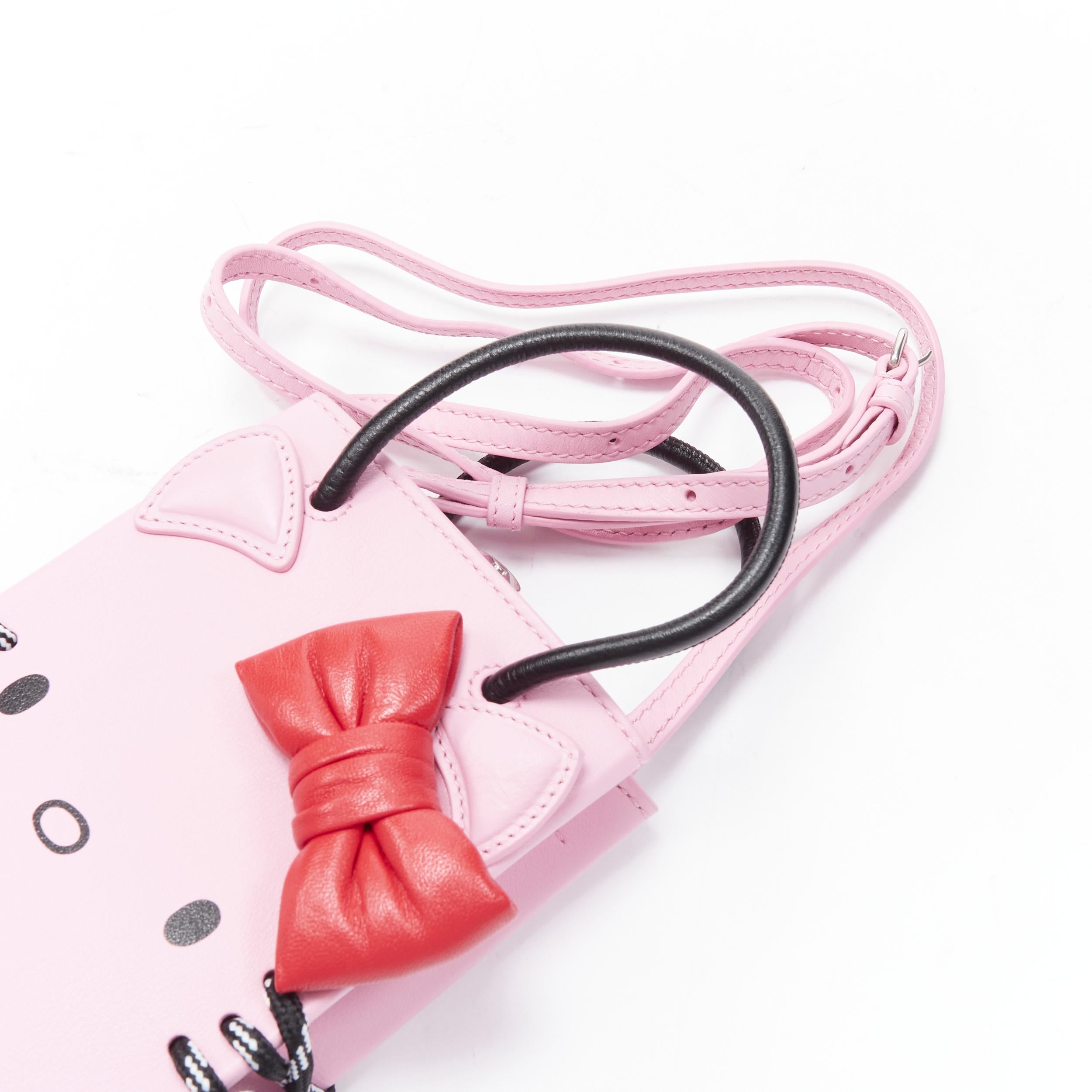 new BALENCIAGA Kitty Phone Holder red bow pink micro crossbody small tote bag 2