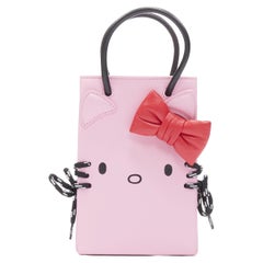 new BALENCIAGA Kitty Phone Holder red bow pink micro crossbody small tote bag
