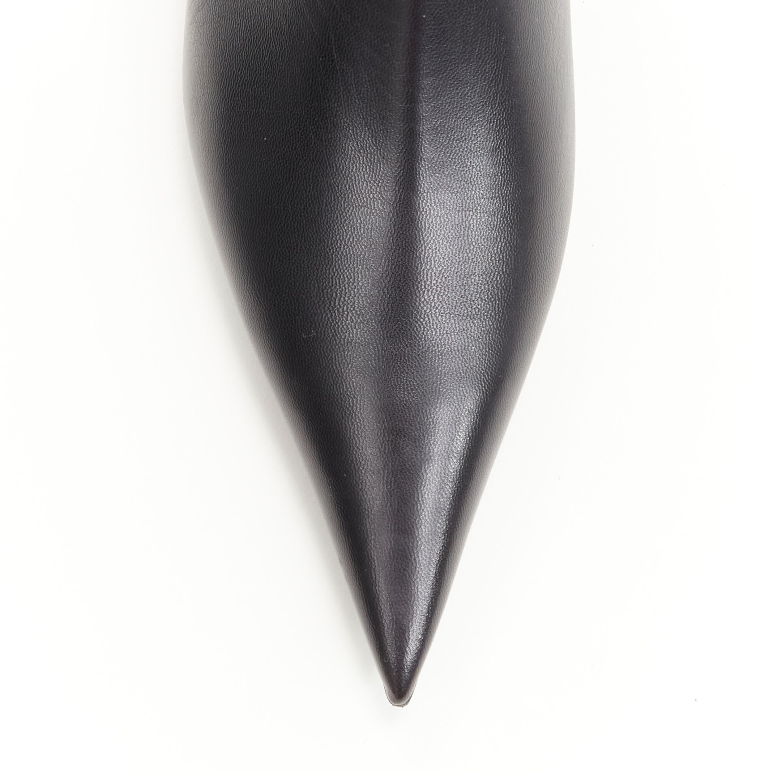 Women's new BALENCIAGA Knife black calfskin leather kitten heel bootie EU37.5 US7.5