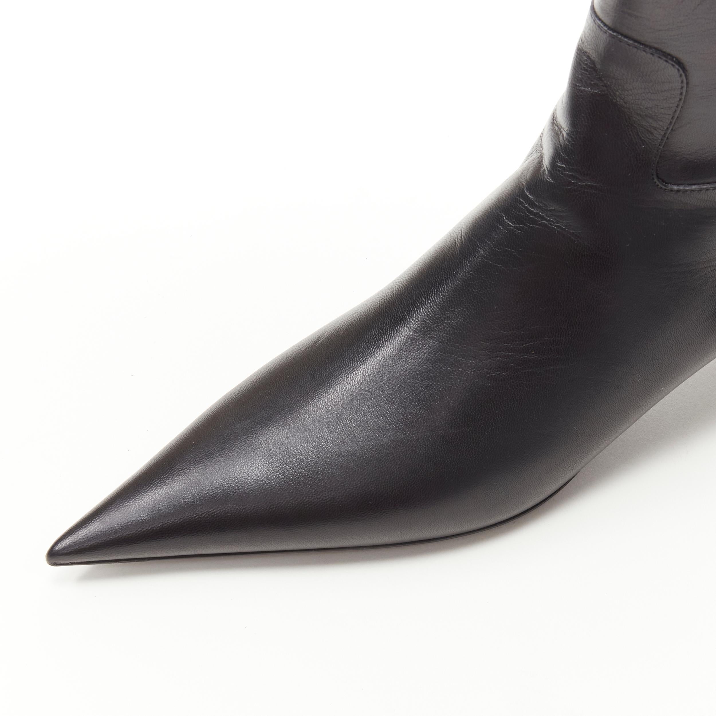 new BALENCIAGA Knife black calfskin leather kitten heel bootie EU37.5 US7.5 1