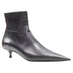 new BALENCIAGA Knife black calfskin leather kitten heel bootie EU37.5 US7.5