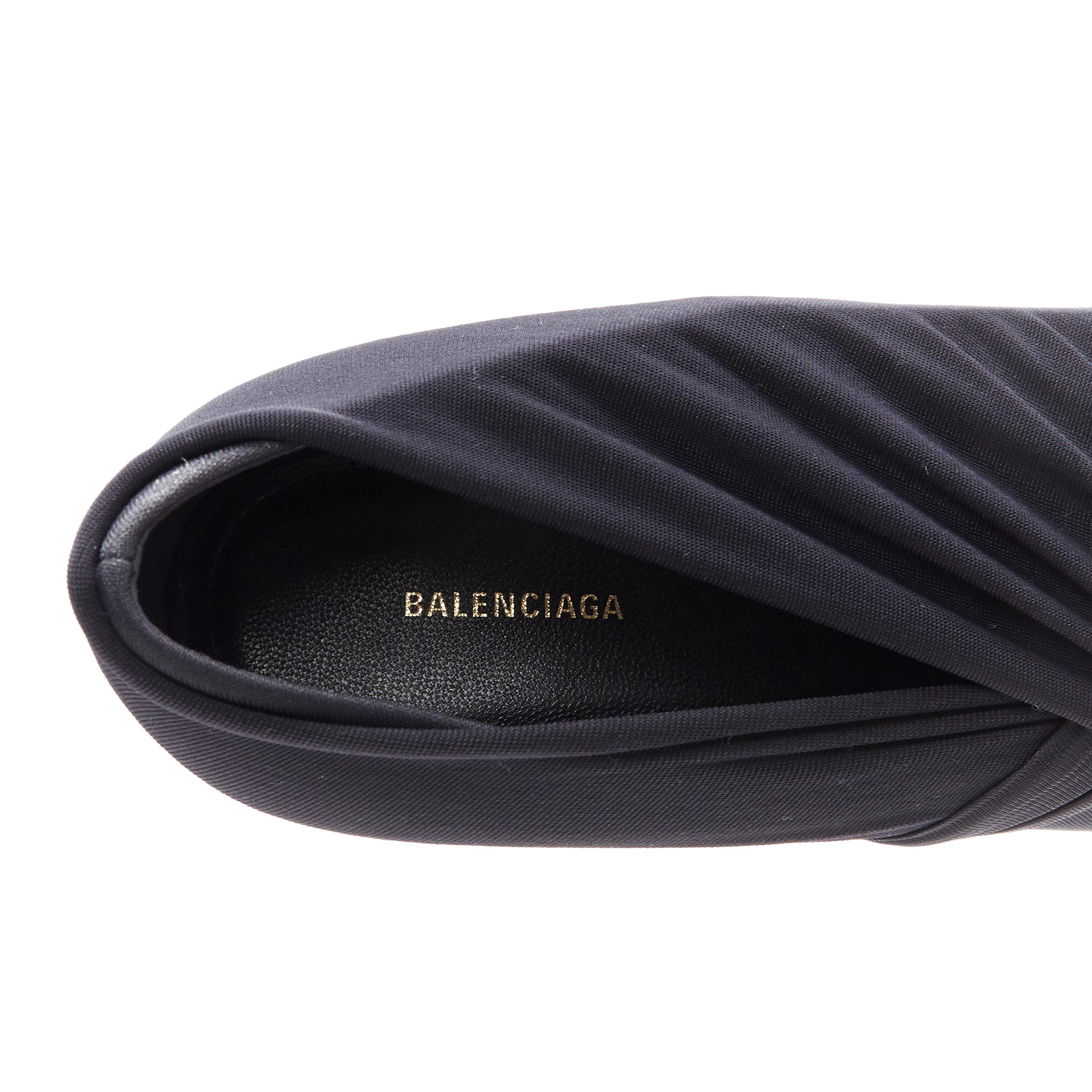 new BALENCIAGA Knife Drape Knit black stretch jersey wrapped high heel pump EU37 2