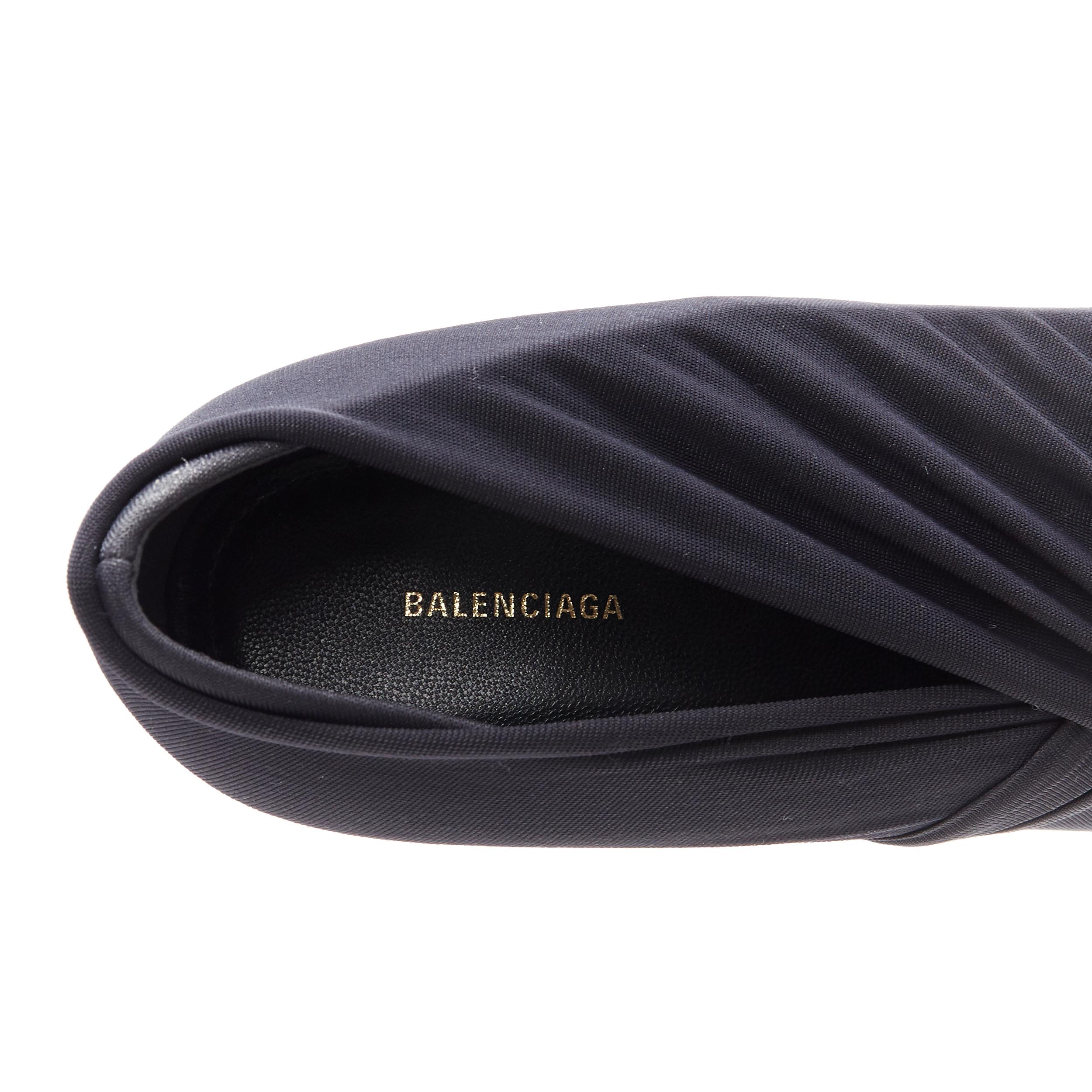 nuevo BALENCIAGA Knife Drape Knit negro jersey elástico envuelto tacón alto EU38 5