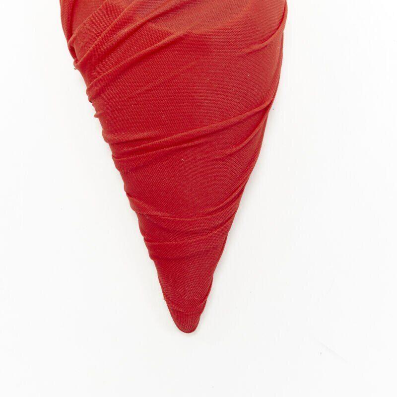 new BALENCIAGA Knife Drape Knit red fine jersey wrapped kitten heel mule EU37 3