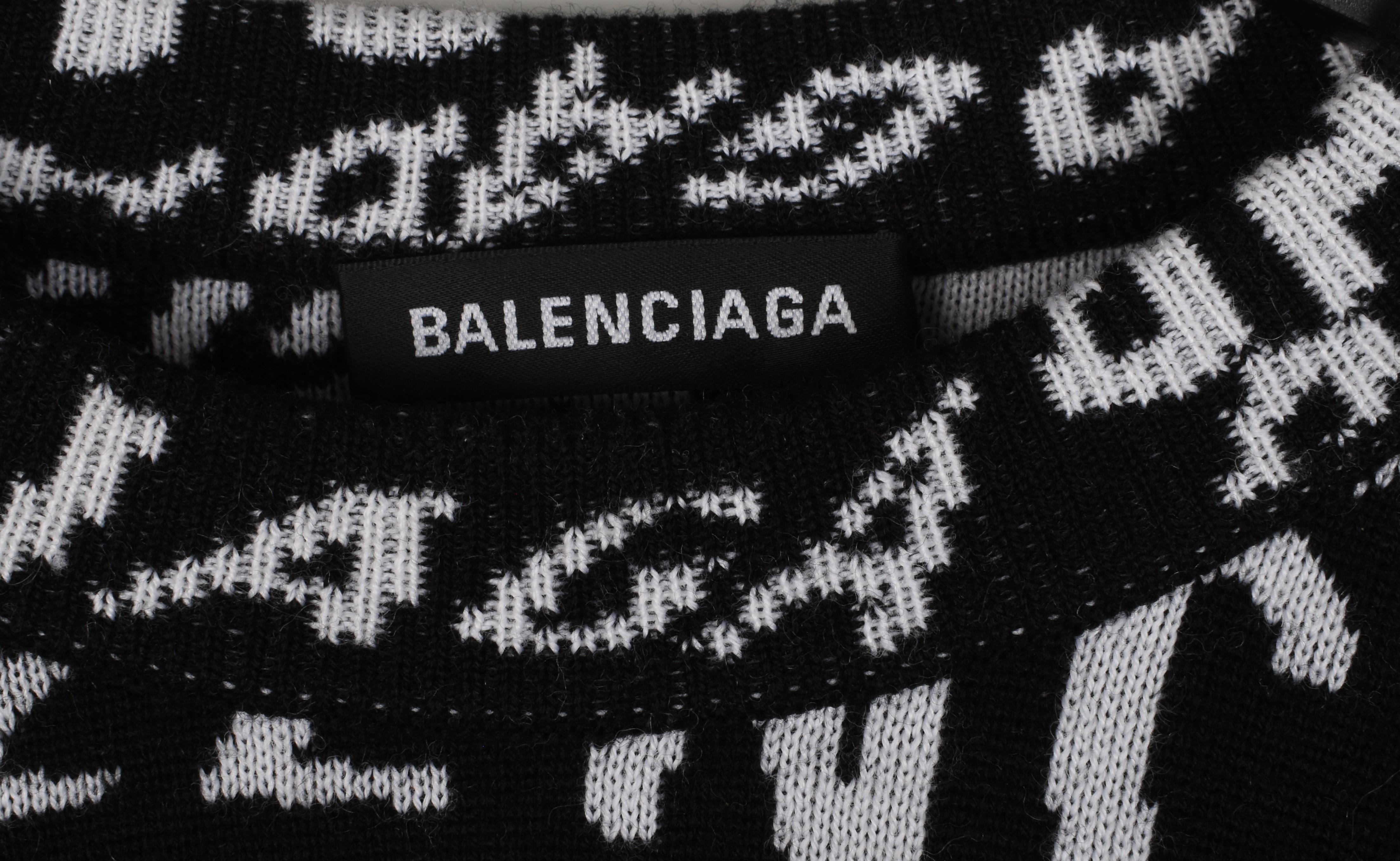 New Balenciaga Men Sweater Crew Neck Logo Size S/M, S1436 en venta 2