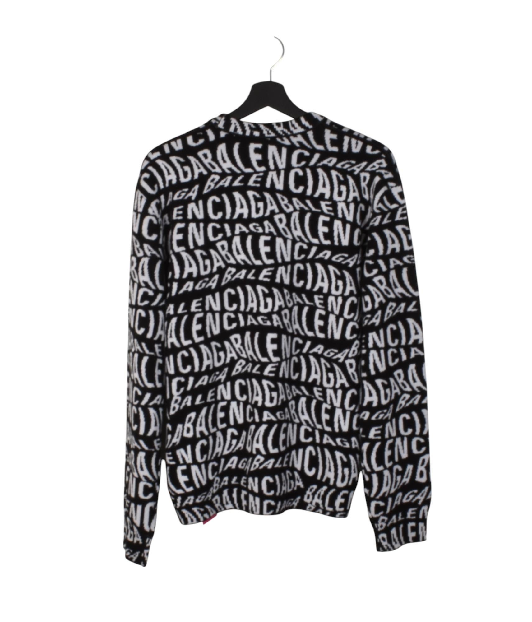 New Balenciaga Men Sweater Crew Neck Logo Size S/M, S1436 en venta 3