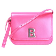 NEW Balenciaga Pink B Logo Leather Crossbody Bag