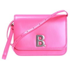 NEW Balenciaga Pink B Logo Leather Crossbody Bag