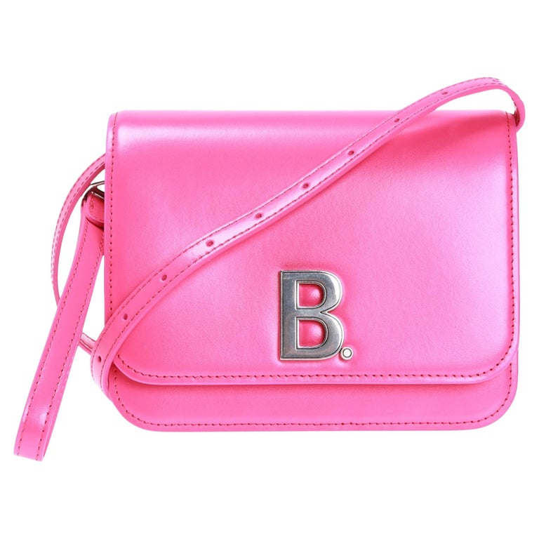 NEW Balenciaga Pink B Logo Leather Crossbody Bag For Sale at 1stDibs