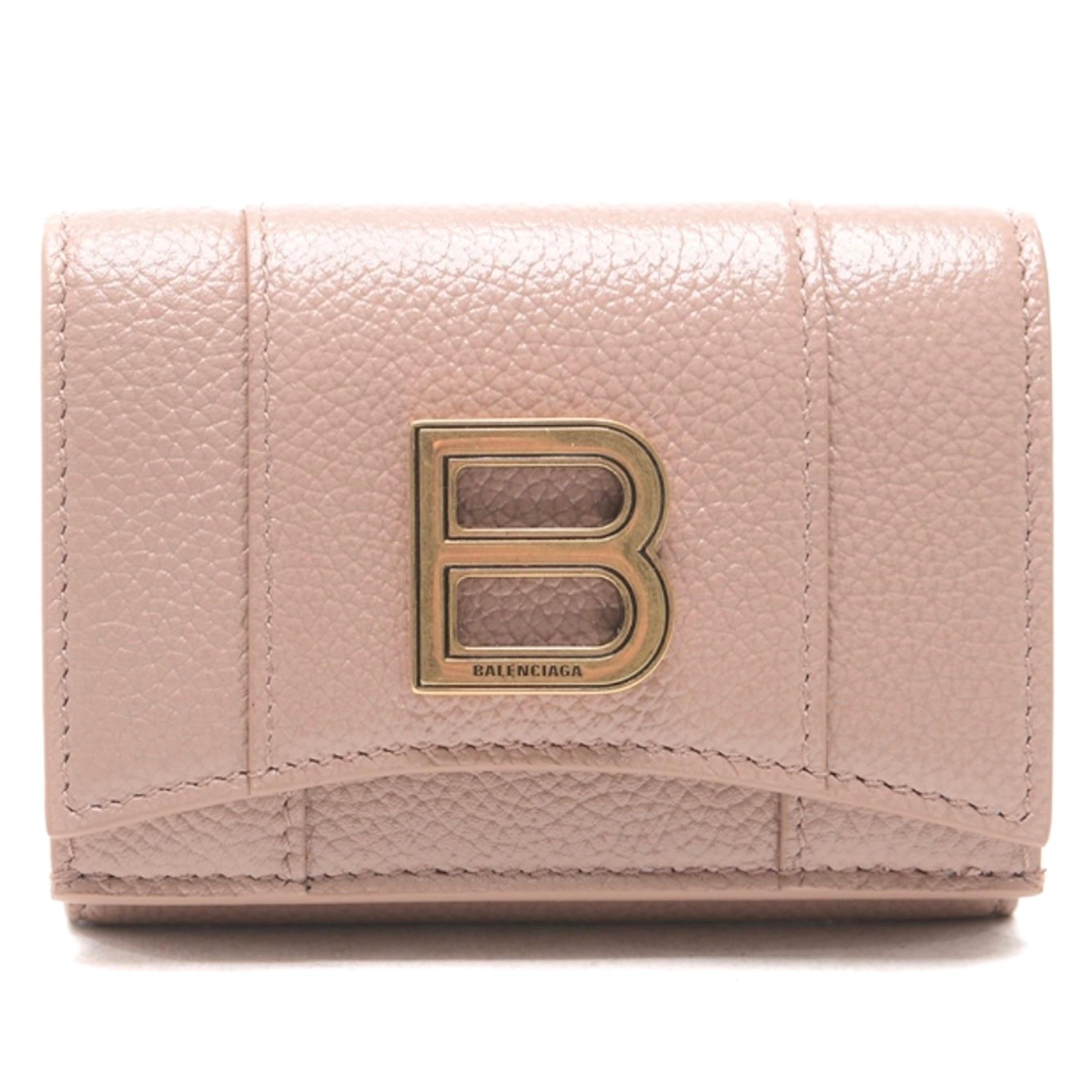 NEW Balenciaga Pink Hourglass B Logo Leather Trifold Wallet For Sale at  1stDibs