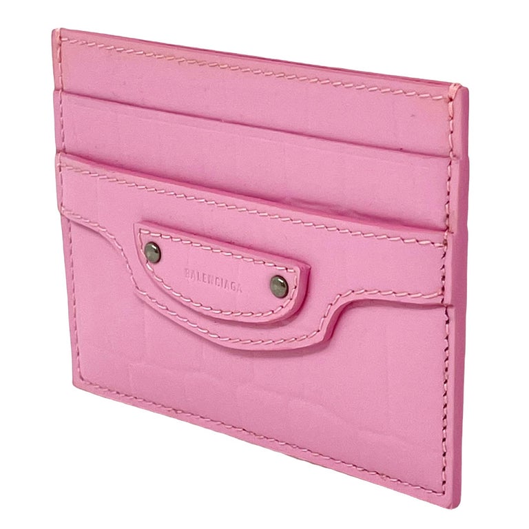 NEW Balenciaga Pink Neo Classic Crocodile Skin Pattern Card Holder Wallet  For Sale at 1stDibs | pink tiffany card holder, marimekko hertta lompakko,  balenciaga neo classic wallet