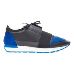new BALENCIAGA Race Runner black blue low sneakers EU43 US10 506329 W09C1 1007