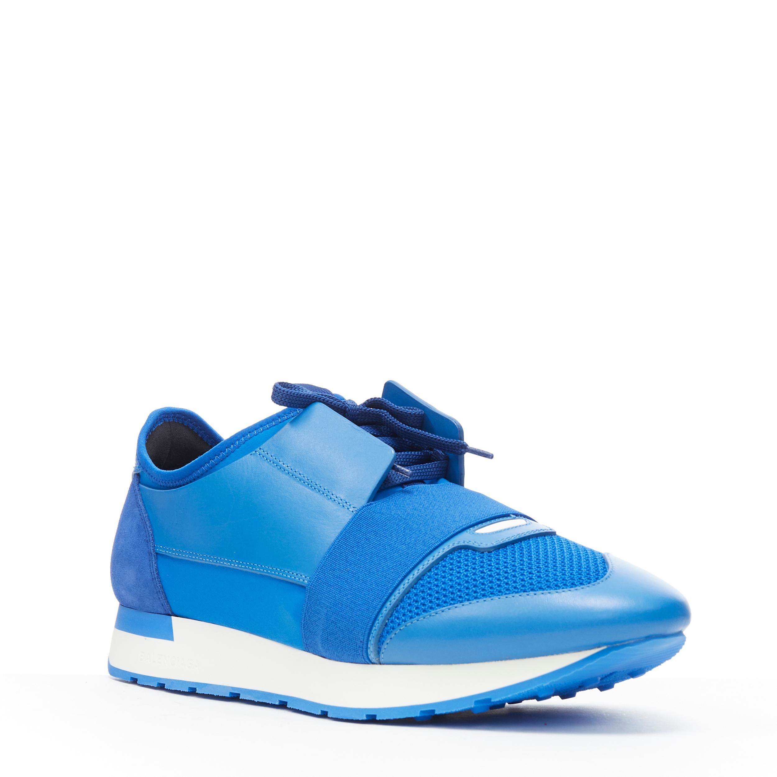 new BALENCIAGA Race Runner cobalt blue low sneakers EU42 US9 506328 W0YXS 4307
Brand: Balenciaga
Model Name / Style: Balenciaga Race Runner
Material: Leather
Color: Blue
Pattern: Solid
Closure: Lace up
Extra Detail: Every season, Balenciaga updates