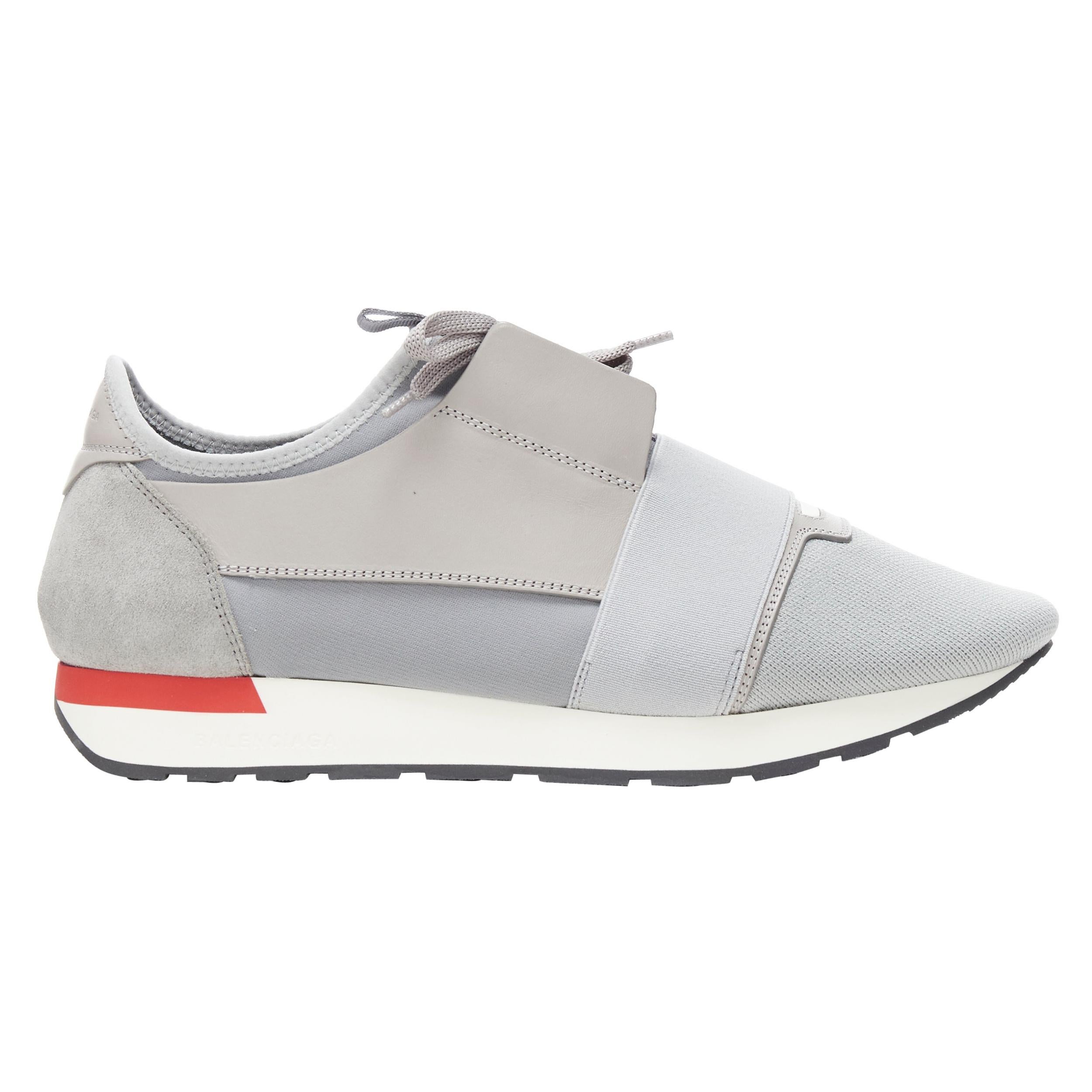 new BALENCIAGA Race Runner grey red low sneakers EU43 US10 490981 W05G3  1214 at 1stDibs