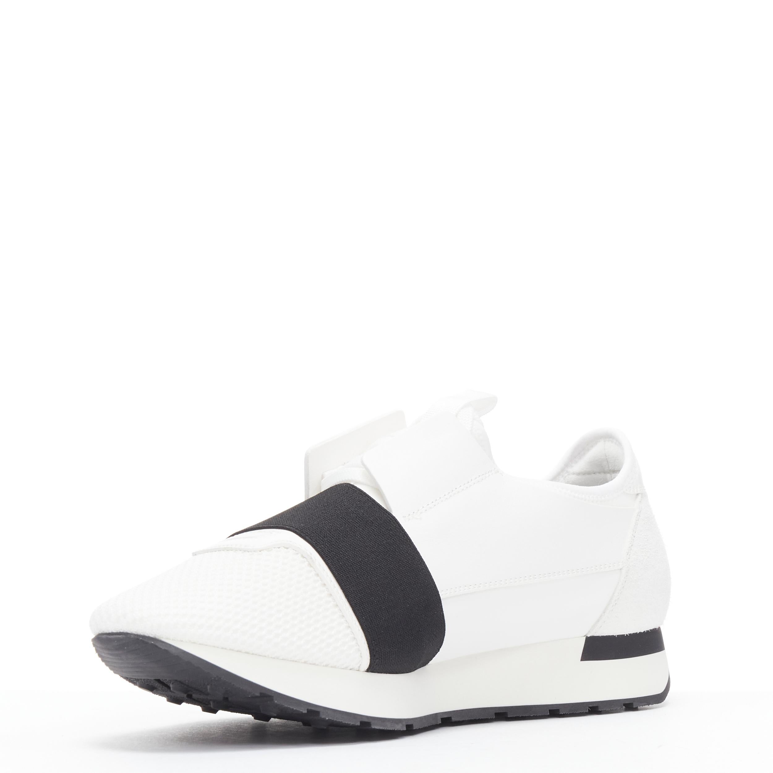 new BALENCIAGA Race Runner white mesh leather black strap low sneaker EU43 US10 In New Condition In Hong Kong, NT