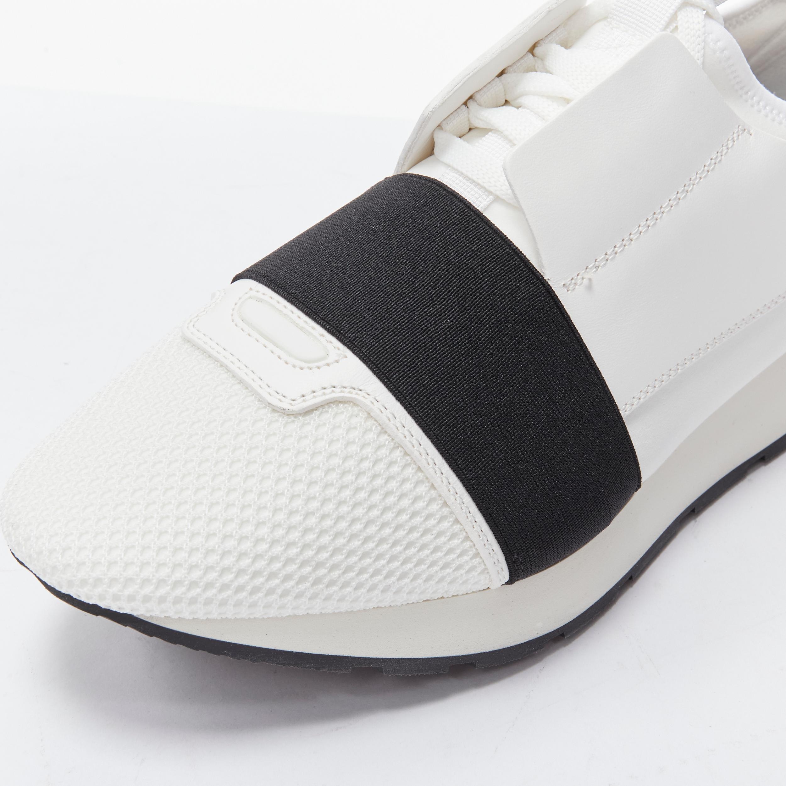 new BALENCIAGA Race Runner white mesh leather black strap low sneaker EU43 US10 2