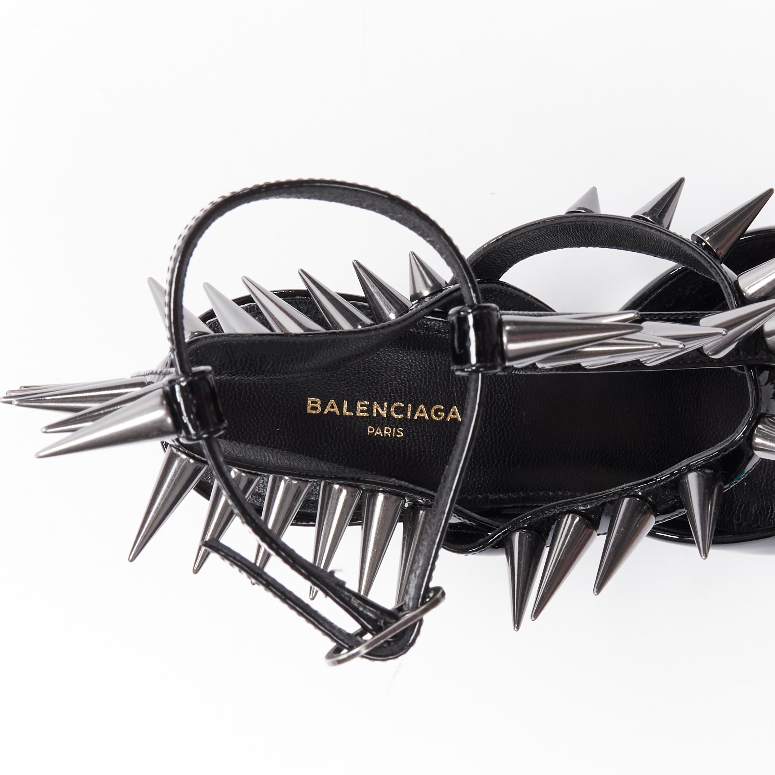 new BALENCIAGA Runway Black Knife Spike 90 punk stud black caged heel EU36 3