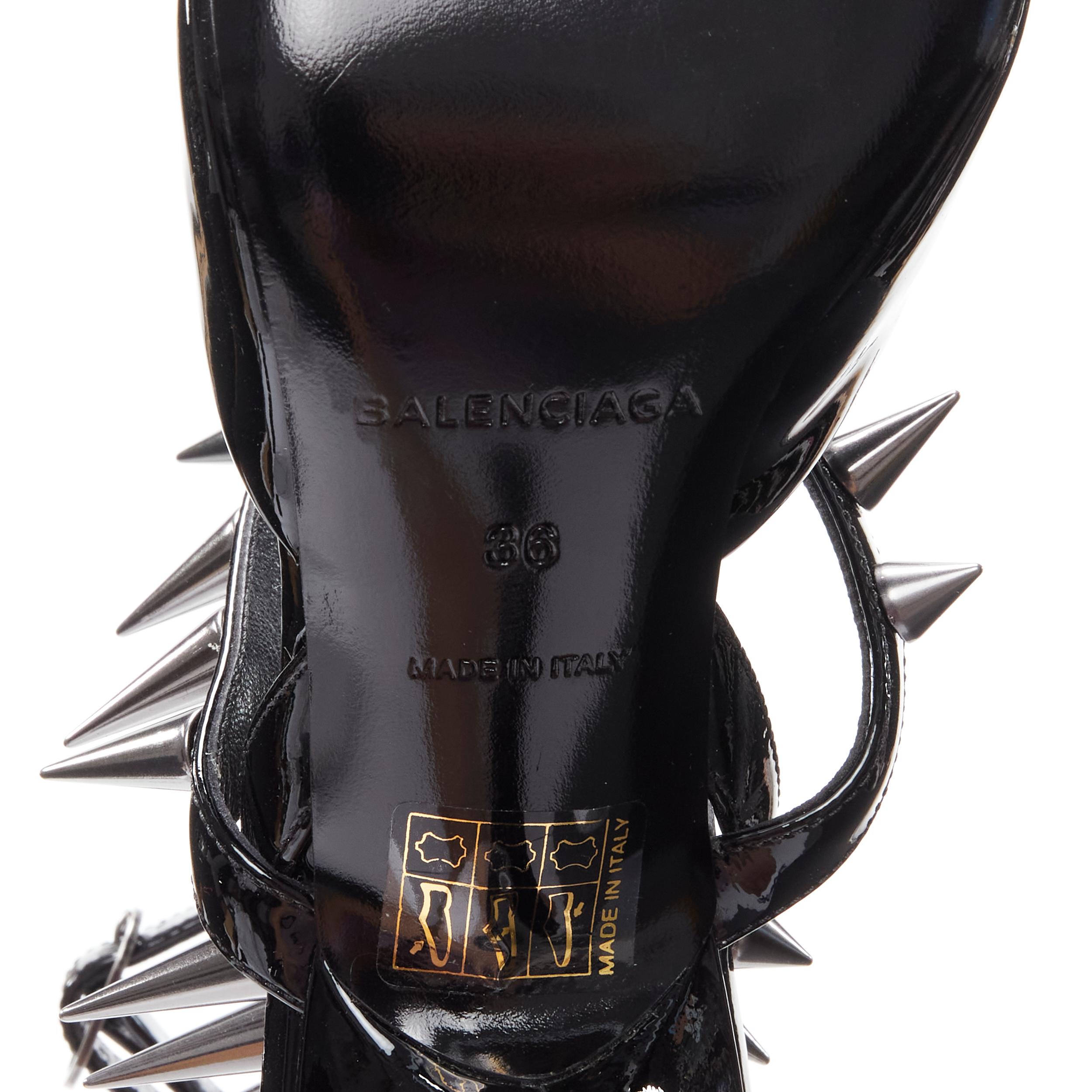 new BALENCIAGA Runway Black Knife Spike 90 punk stud black caged heel EU36 4