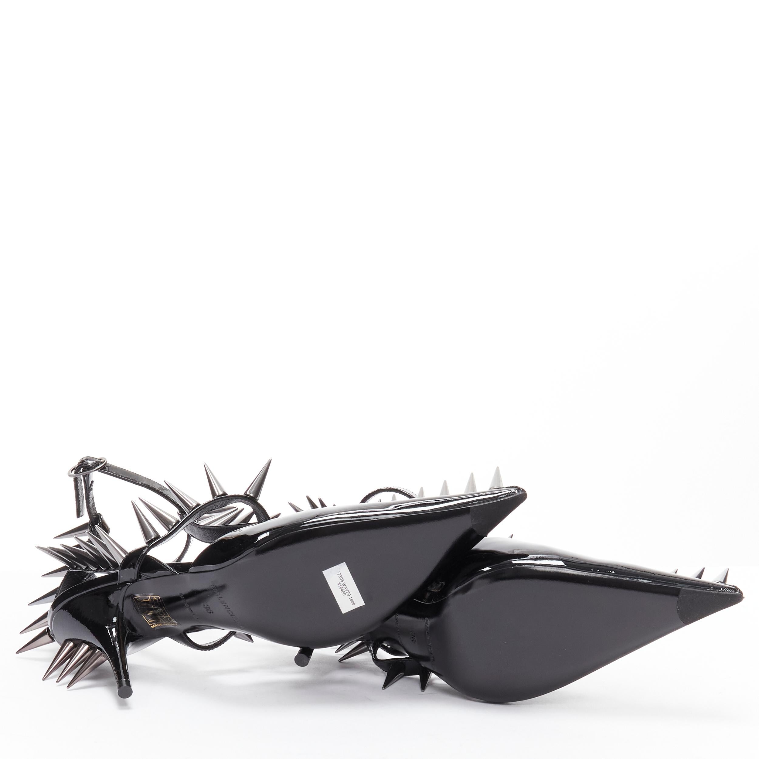 new BALENCIAGA Runway Black Knife Spike 90 punk stud black caged heel EU36 5