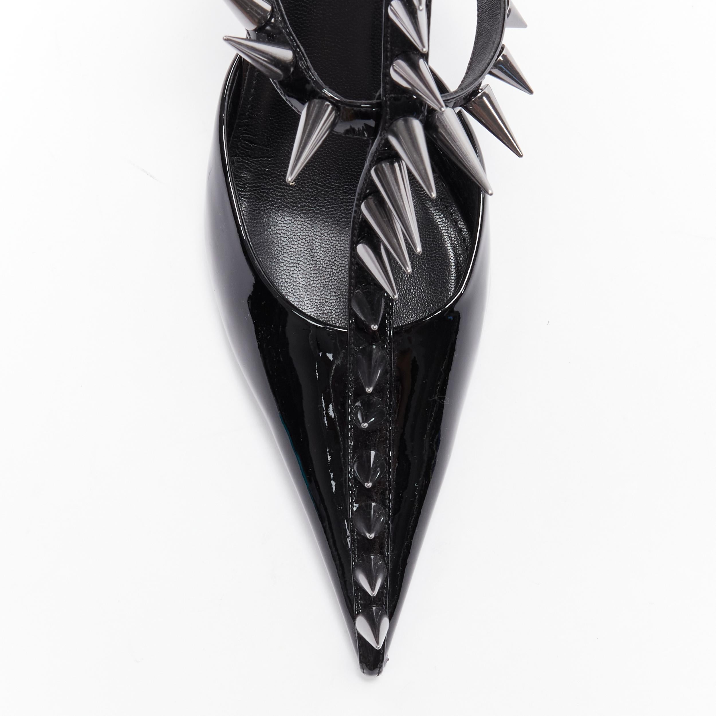 new BALENCIAGA Runway Black Knife Spike 90 punk stud black caged heel EU36 In New Condition In Hong Kong, NT