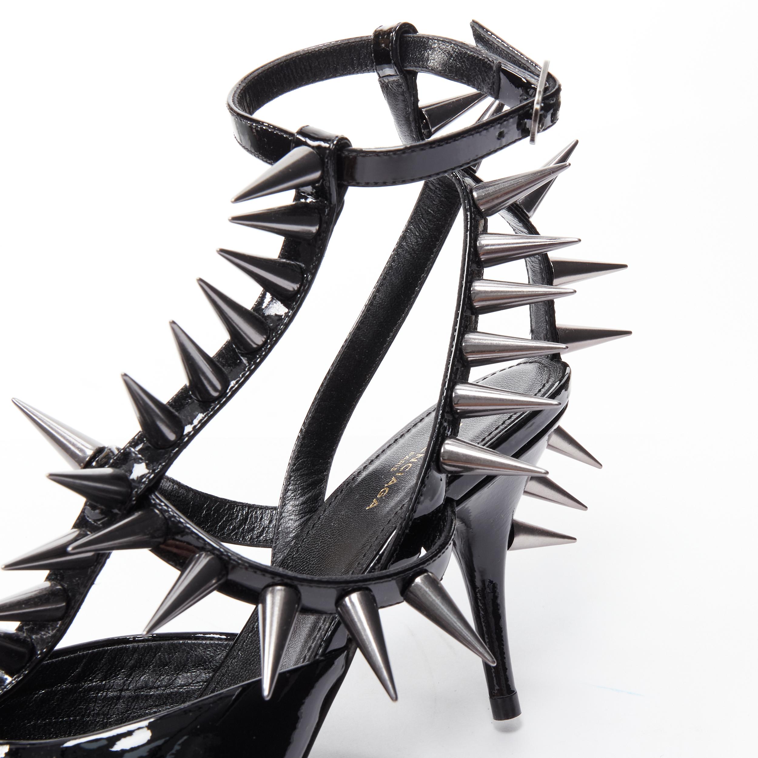 new BALENCIAGA Runway Black Knife Spike 90 punk stud black caged heel EU36 2