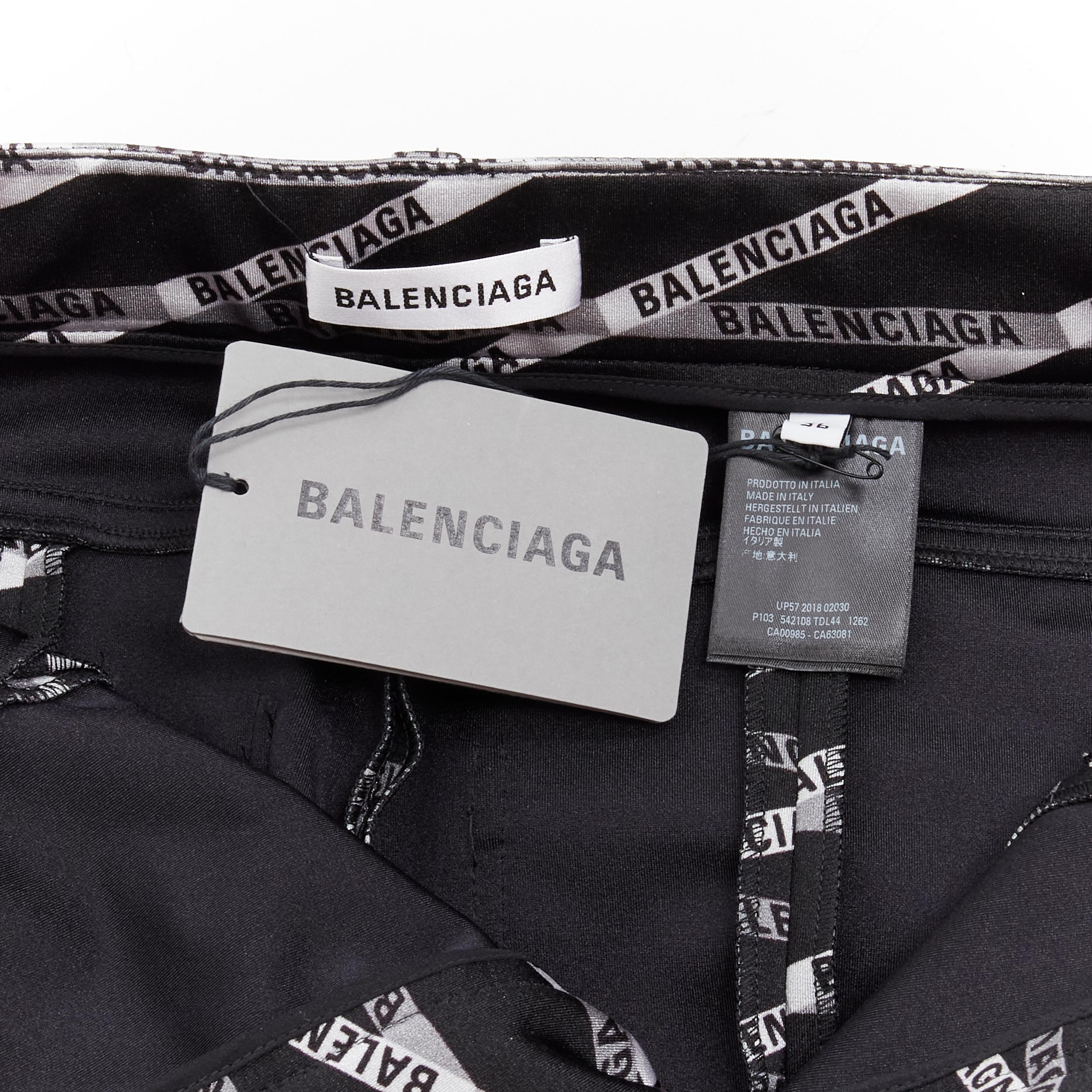 new BALENCIAGA Runway Demna Pantashoe black logo high heel boots pants IT38 EU37 For Sale 4