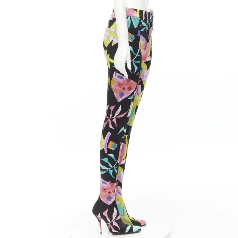 Beige new BALENCIAGA Runway Demna Pantashoe floral high heel boots pants IT38 EU37 For Sale