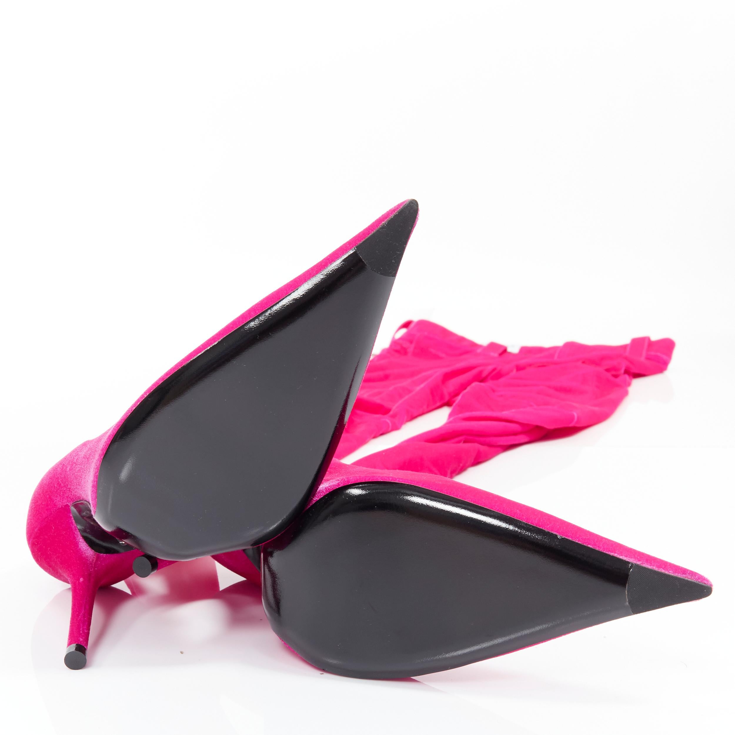 new BALENCIAGA Runway Pantashoe pink velvet knife pointy heel pants IT38 EU38 4