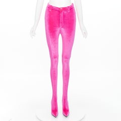 new BALENCIAGA Runway Pantashoe pink velvet knife pointy heel pants IT38 EU38