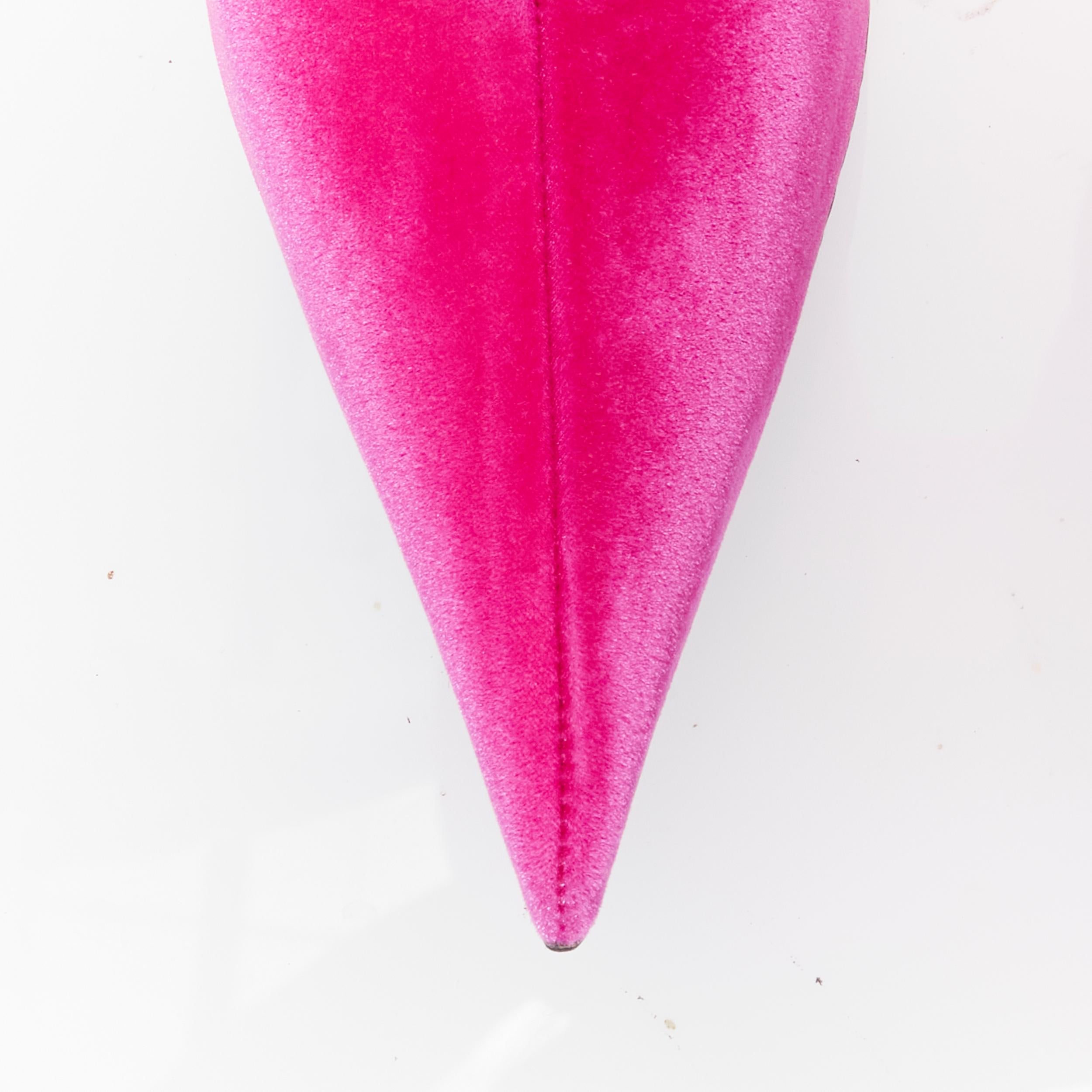Gray new BALENCIAGA Runway Pantashoe pink velvet knife pointy heel pants IT38 EU38