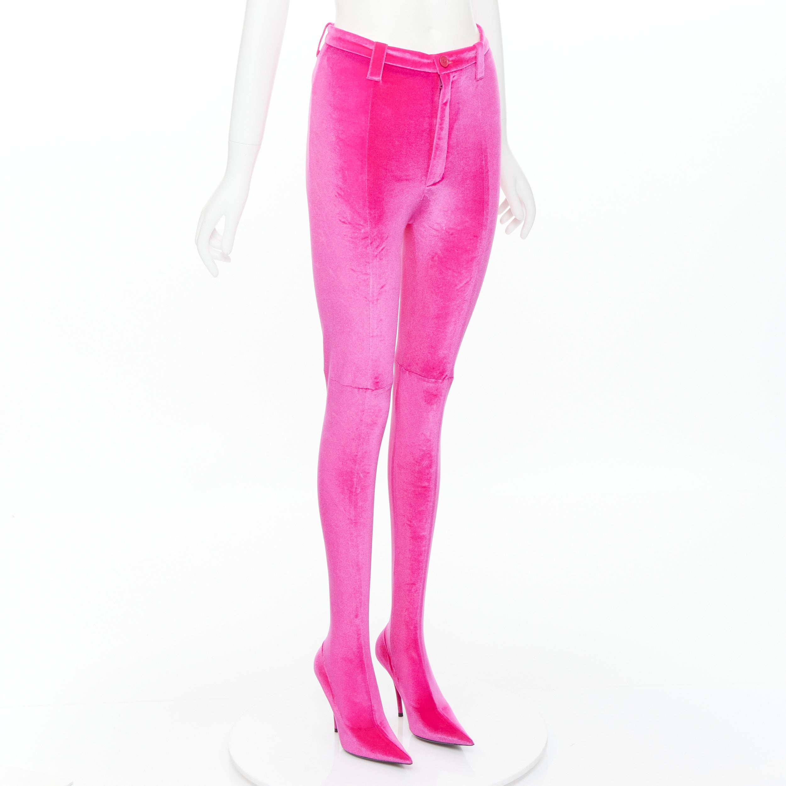 new BALENCIAGA Runway Pantashoe pink velvet knife pointy heel pants IT38  EU38 at 1stDibs | balenciaga pink velvet, pink heel pants, balenciaga  pantashoes