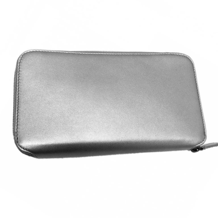 NEW Balenciaga Silver Ville Leather Zip Around Wallet Clutch Bag For ...