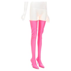 new BALENCIAGA Spandex Thigh over the knee Fluo Rose bright pink boot EU37