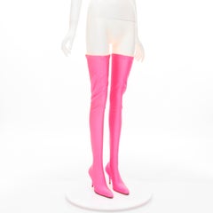 new BALENCIAGA Spandex Thigh over the knee Fluo Rose bright pink boot EU38