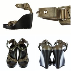 New Balenciaga Studded Platform Wedge Heels Sz 37.5