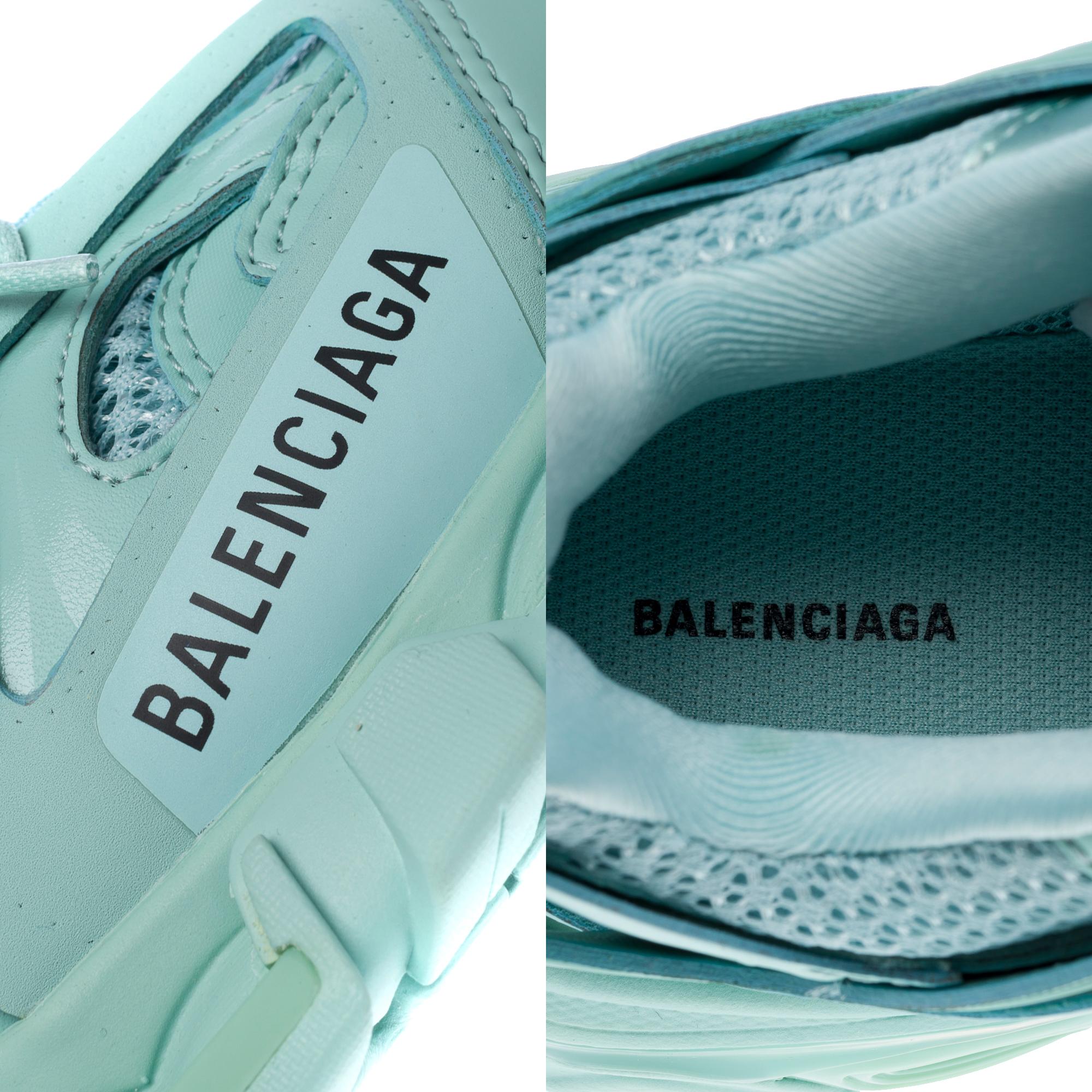 New Balenciaga Track Sneakers in Aqua & Black Mesh, size 6 For Sale 3