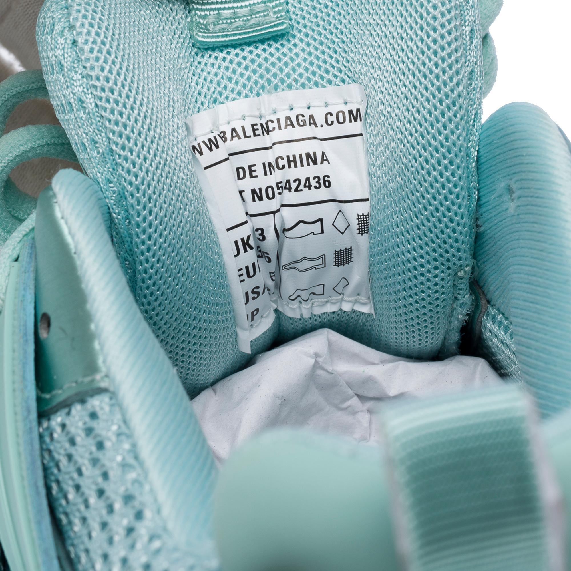New Balenciaga Track Sneakers in Aqua & Black Mesh, size 6 For Sale 4