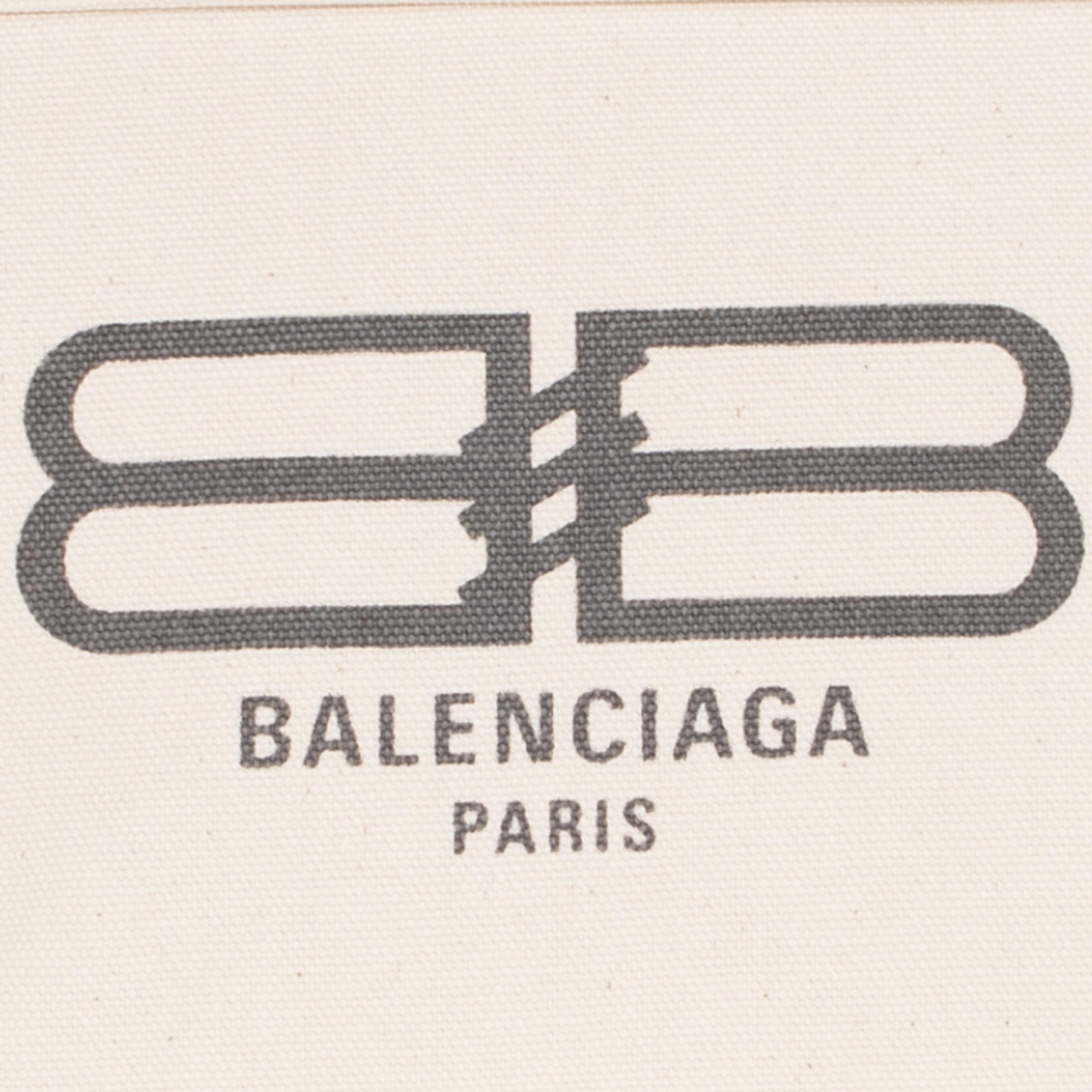 New Balenciaga White BB Logo Print Small Jumbo Canvas Clutch Pouch Bag For Sale 6