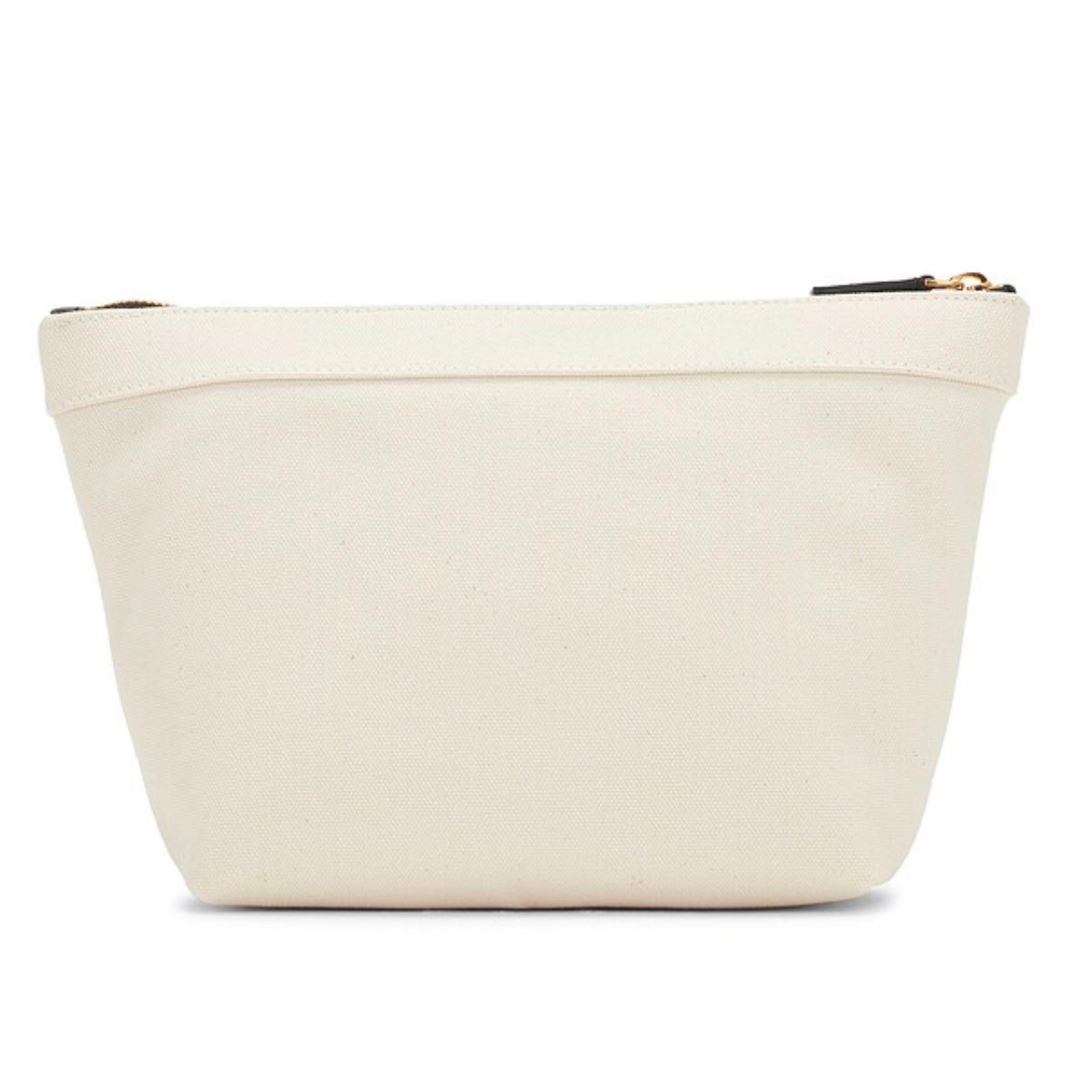 New Balenciaga White BB Logo Print Small Jumbo Canvas Clutch Pouch Bag For Sale 1