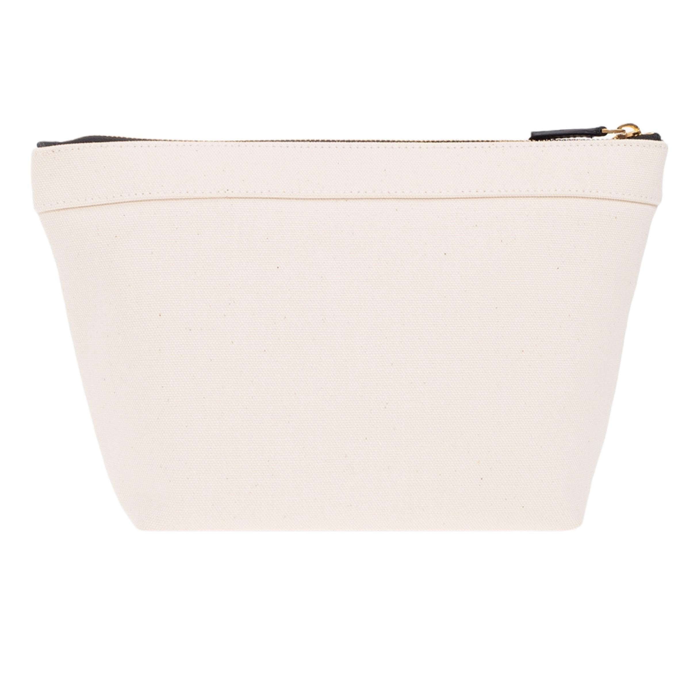 New Balenciaga White BB Logo Print Small Jumbo Canvas Clutch Pouch Bag For Sale 2